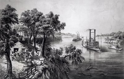 Niedrigwasser im Mississippi, veröffentlicht von Currier und Ives, 1867 von Frances Flora Bond Palmer
