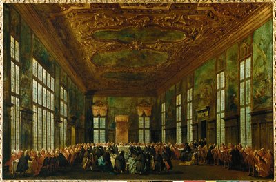 Zeremonialmahl im Dogenpalast im Großen Ratssaal von Francesco (circle of) Guardi
