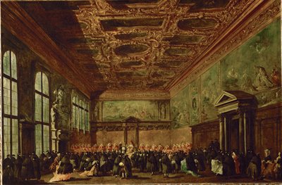 Der Ratssaal im Dogenpalast, Venedig von Francesco (circle of) Guardi