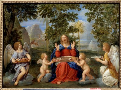 Christus von Engeln bedient von Francesco Albani