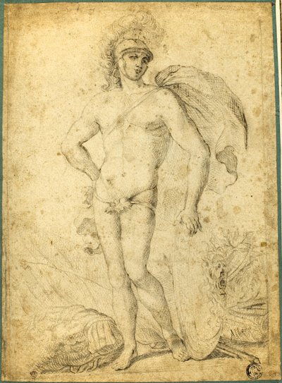 Stehender nackter Krieger, möglicherweise Mars, mit Schild von Francesco Albani