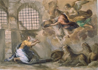 Daniel in der Löwengrube wird von Habbukuk gefüttert von Francesco Allegrini