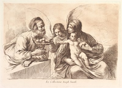 Heilige Familie mit einem Engel, der dem Christkind Obst anbietet: Raccolta di alcuni disegni..., 1764 von Francesco Bartolozzi