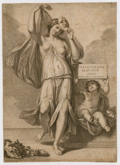 Einladung zu einem Maskenball in Soho im Jahr 1775 von Francesco Bartolozzi