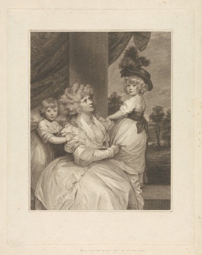 Jane, Gräfin von Harrington, mit ihren Kindern Lord Petersham und dem Ehrenwerten Lincoln Stanhope von Francesco Bartolozzi
