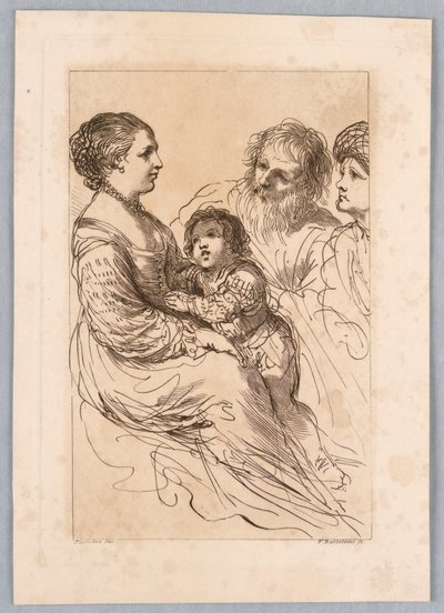 Dame, Junge und zwei alte Männer von Francesco Bartolozzi
