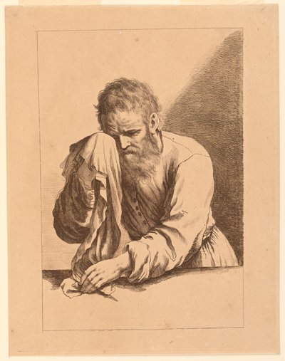 Weinender alter Mann, nach einer Zeichnung von Guercino von Francesco Bartolozzi