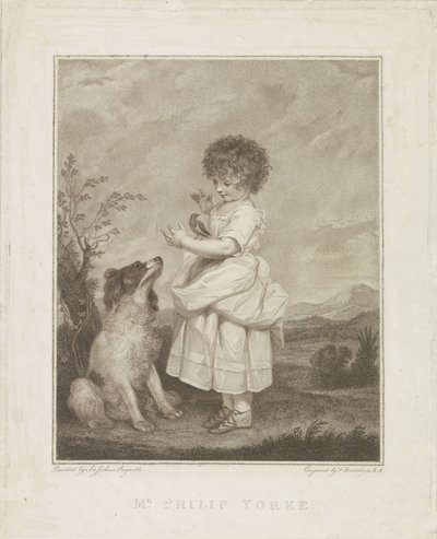 Porträt von Philip Yorke mit Hund und Vogel von Francesco Bartolozzi