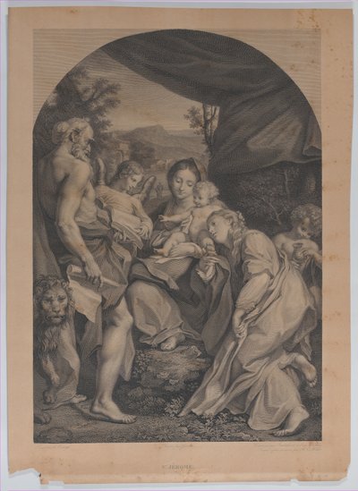 Jungfrau und Kind mit dem heiligen Hieronymus links, 1822 von Francesco Bartolozzi