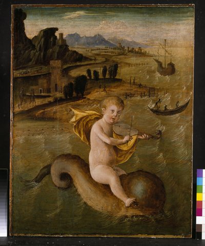 Arion reitet auf einem Delphin, ca. 1509-10, Tempera und Öl auf Holz von Francesco Bianchi Ferrari