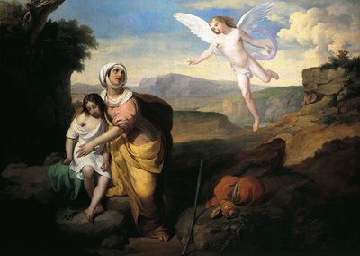 Hagar und Ismael vom Engel besucht von Francesco Coghetti