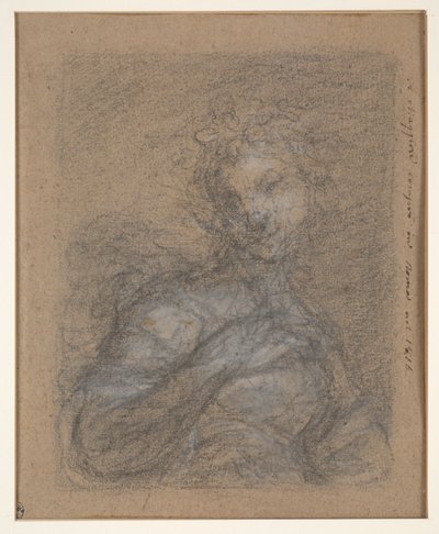 Halbfigur einer Frau (recto); Sitzender Soldat in Rüstung (verso) von Francesco Curradi