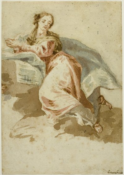 Gekleidete weibliche Figur im Gebet von Francesco Fontebasso