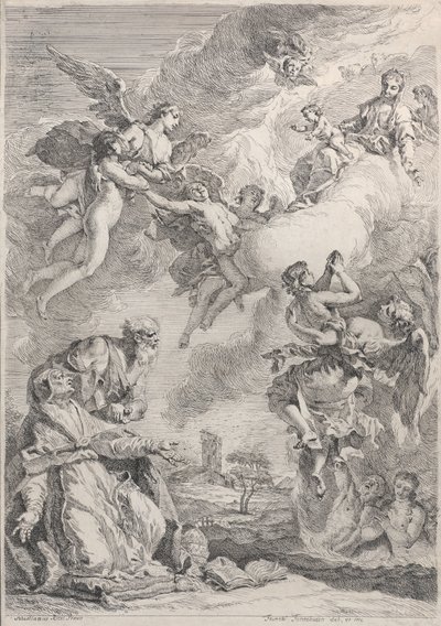 Papst Gregor I. befreit die Seelen aus dem Fegefeuer mit seinen Gebeten, 1731 von Francesco Fontebasso