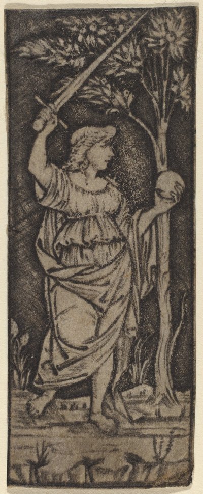 Allegorische Figur: Frau mit Schwert und Kugel von Francesco Francia or Peregrino da Cesena