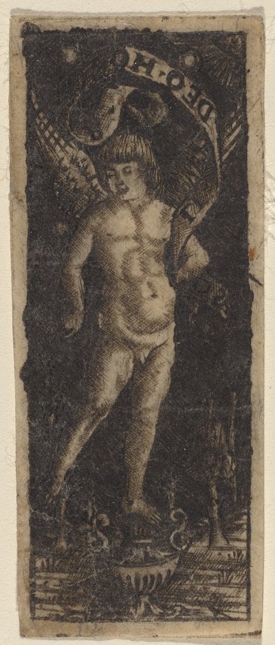 Cherub auf einer Vase mit Inschrift: "SOLI DEO HONOR" von Francesco Francia or Peregrino da Cesena