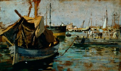 Bei der Arbeit im Hafen von Livorno von Francesco Gioli