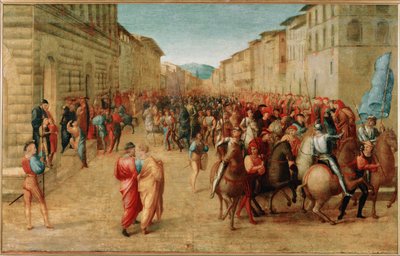 Einzug von König Karl VIII. von Frankreich in die Stadt Florenz von Francesco Granacci