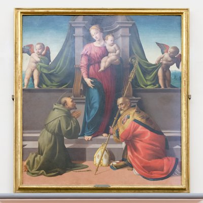 Madonna und Kind mit dem heiligen Franziskus und Zenobius von Francesco Granacci