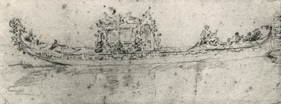 Gondel für Botschafter reserviert, von Francesco Guardi, Zeichnung von Francesco Guardi