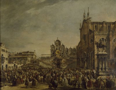 Papst Pius VI. segnet die Menge auf dem Campo SS. Giovanni und Paolo, 18. Jahrhundert von Francesco Guardi