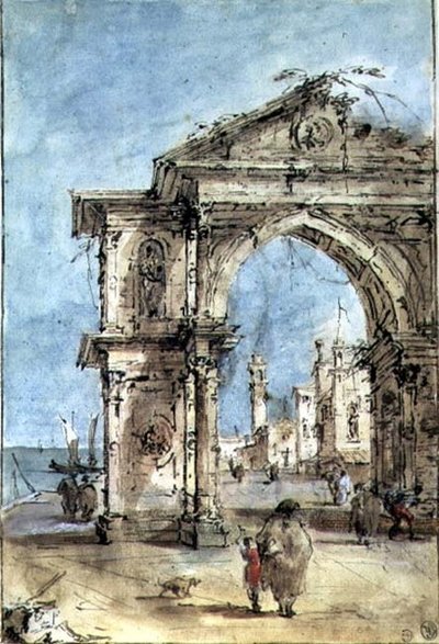 Triumphbogen am Ufer von Francesco Guardi