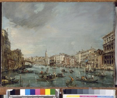 Blick auf den Canal Grande in Richtung Rialto mit Palazzo Grimani und Palazzo Manin von Francesco Guardi