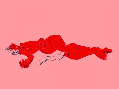 Rote liegende Figur von Francesco Gulina
