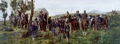 Episode aus der Schlacht von Custoza: Der verwundete Prinz Amedeo wird zu einem Krankenwagen eskortiert von Francesco Hayez