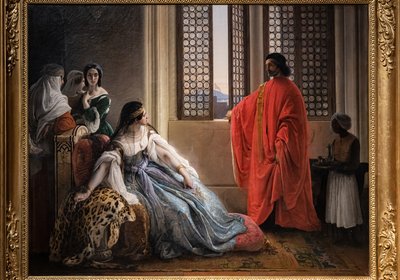 Giorgio Cornaro informiert Königin Caterina Cornaro, dass sie nicht mehr die Herrscherin ist, da die Löwenstandarte auf der Insel weht von Francesco Hayez