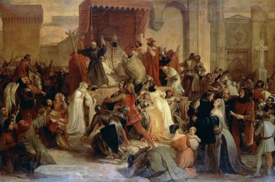 Papst Urban II. predigt den Ersten Kreuzzug auf dem Platz in Clermont von Francesco Hayez