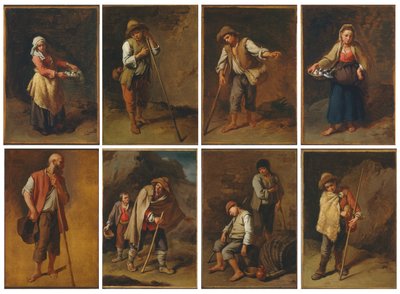 Acht Figurenstudien von Bauern und Hirten von Francesco Londonio