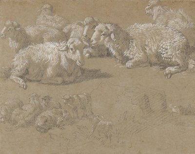 Liegende Schafe in einer Landschaft, 1759-82 von Francesco Londonio