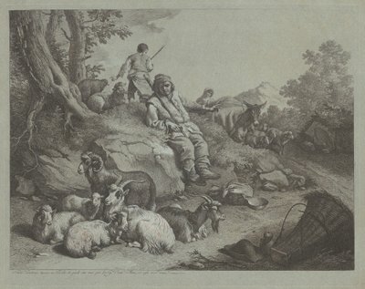 Sitzender Hirte vor einer Ziegenherde von Francesco Londonio