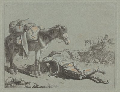 Hirte in Ruhe nahe einem Packpferd von Francesco Londonio