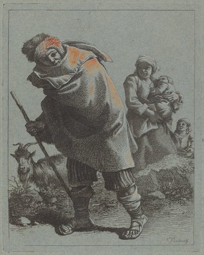 Hirte mit Spazierstock und eine Bäuerin mit Kind von Francesco Londonio