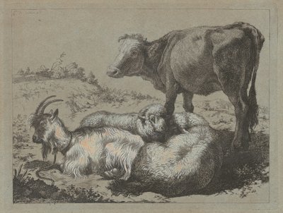 Stehender Ochse, zwei Schafe und eine Ziege, ca. 1762 von Francesco Londonio