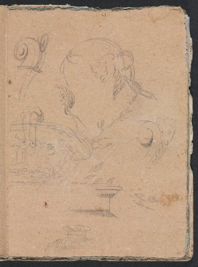 Verona Skizzenbuch: Architektonische Motive mit weiblichem Kopf (Seite 45) von Francesco Lorenzi
