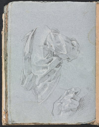 Verona Skizzenbuch: Draperiestudie mit linker Hand Seite 86, 1760 von Francesco Lorenzi