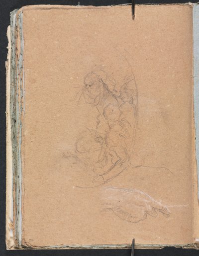 Verona Skizzenbuch: Figuren in einem Rundel mit einer Handstudie Seite 70, 1760 von Francesco Lorenzi