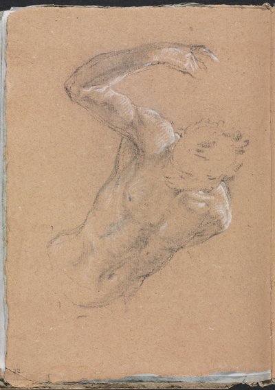 Verona Skizzenbuch: Männlicher Akt mit erhobenem rechten Arm (Seite 32) von Francesco Lorenzi