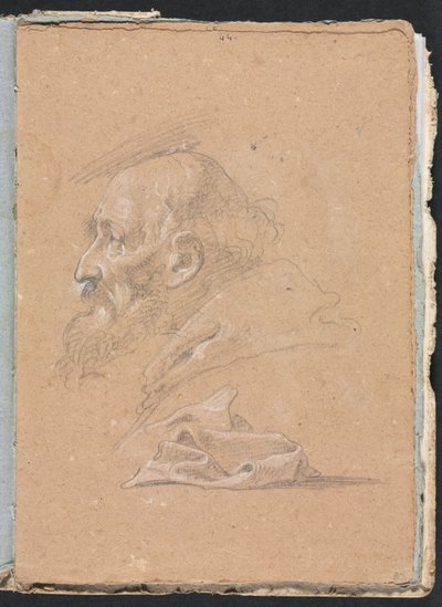 Verona-Skizzenbuch: Mönch im Profil mit Draperie, Seite 87, 1760 von Francesco Lorenzi