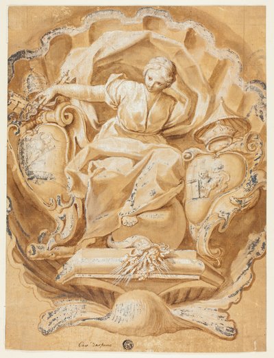 Allegorische Figur mit den Wappen von Alexander VIII (Ottoboni) und dem Papsttum von Francesco Mancini