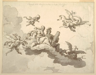 Entwurf für eine bemalte Decke: Triumph der Sanftmut und Stärke von Francesco Manno