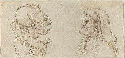 Zwei groteske Köpfe von Francesco Melzi after Leonardo da Vinci