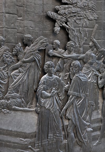 Sockel, der Alessandro Farnese zeigt, wie er die Botschafter von Königin Elisabeth von England empfängt, (Detail) von Francesco Mochi