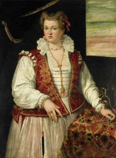 Porträt einer Frau mit einem Eichhörnchen von Francesco Montemezzano (attributed to)