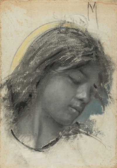 Kopf eines Engels (recto); Kopf einer Frau (verso) von Francesco Paolo Michetti