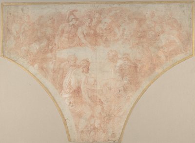 Apfel der Zwietracht, geworfen von Eris bei der Hochzeit von Peleus und Thetis: Studie für Fresko von Francesco Primaticcio
