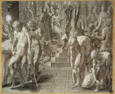 Die Maskerade von Persepolis. Zeichnung von Francesco Primaticcio, bekannt als Der Primatice (1504-1570) von Francesco Primaticcio